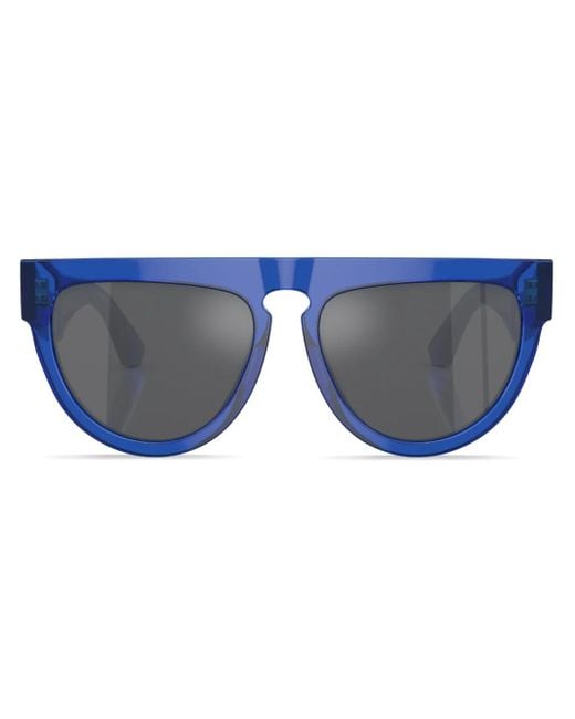 Burberry Blue Logo-Engraved Round-Frame Sunglasses