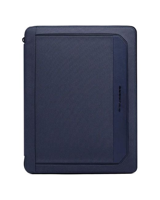 Piquadro Blue Leather-Trimmed Notepad Holder for men