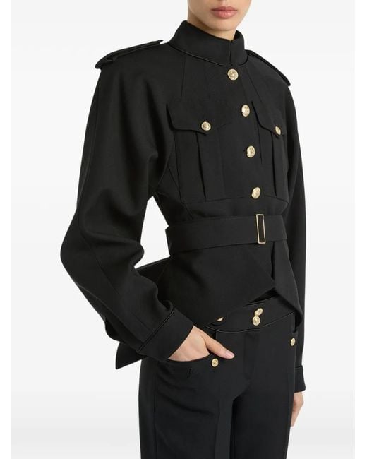 Balmain Black Belted Peplum Jacket
