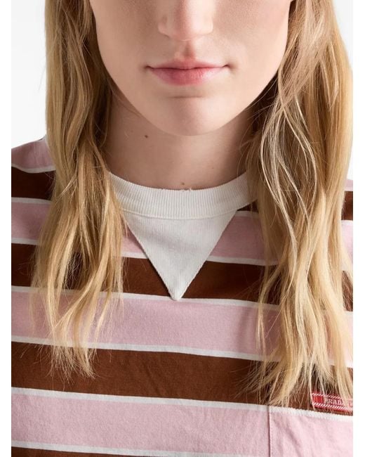 Prada Red Bayadere Striped Pocket T-Shirt