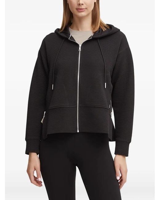 DKNY Black Ribbed Zip Hoodie
