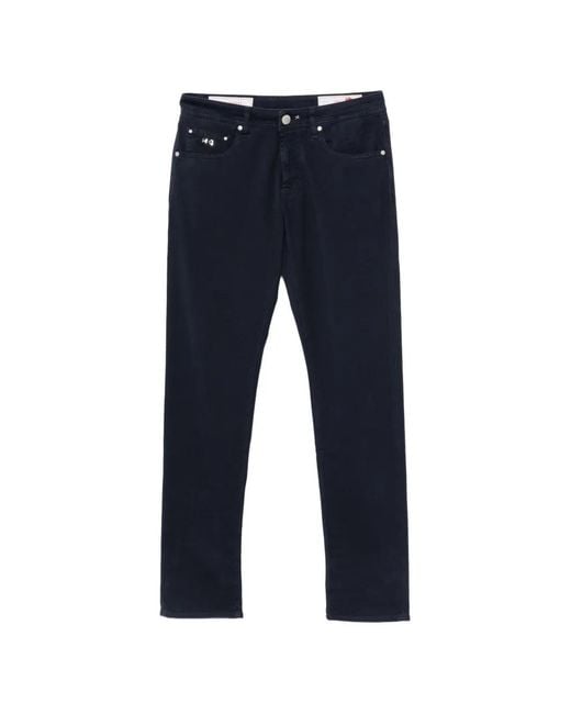 Sartoria Tramarossa Blue Michelangelo Logo-Patch Trousers for men