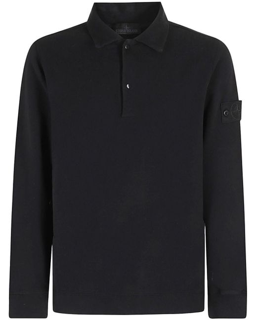 Stone Island Black Rws-Wool Polo Shirt for men