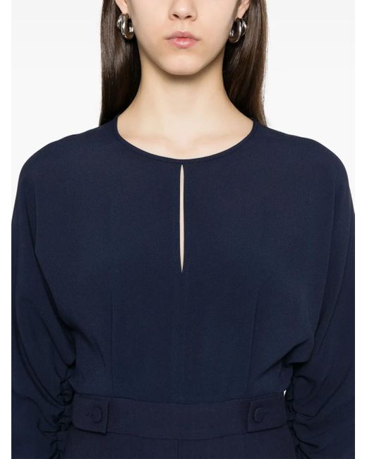 Boss Blue Button-Tab Midi Dress