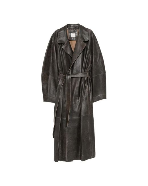 Alysi Black Belted Notched-Lapel Coat