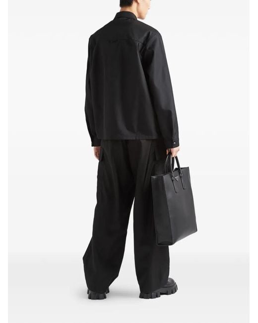 Prada Black Re-Nylon Point-Collar Shirt for men