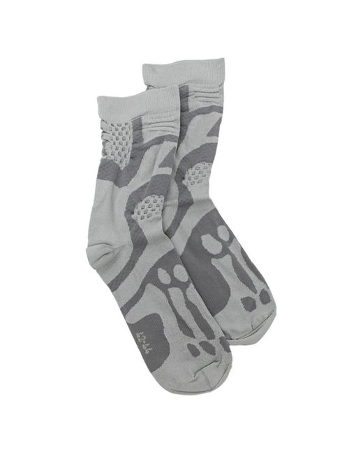 Roa Gray Bones Logo Q-Skin Technical Crew Socks