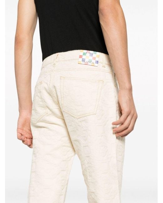 Casablancabrand White Monogram-jacquard Straight-leg Jeans for men