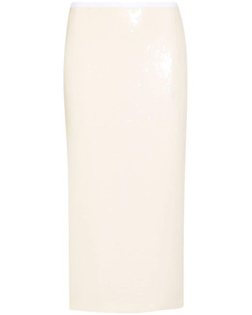 Jupe mi-longue à ornements de sequins brodés N°21 en coloris White