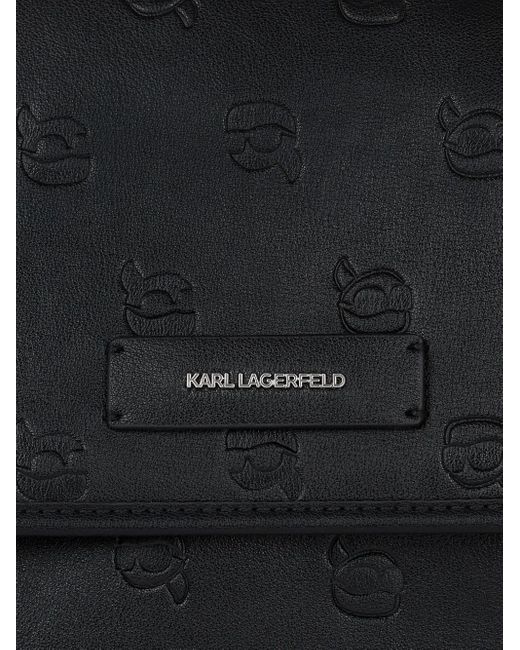 Borsa A Spalla Ikon Grande Con Monogramma di Karl Lagerfeld in Black