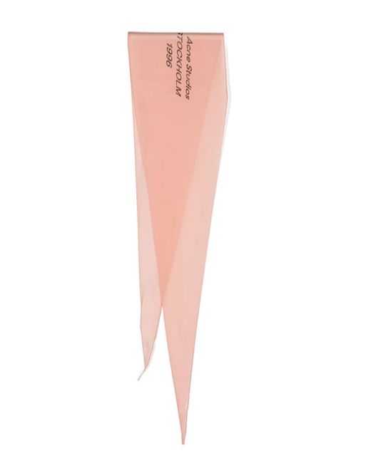 Acne White Logo-Print Silk Scarf