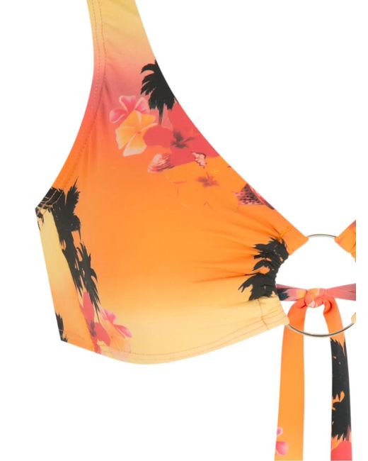 Amir Slama Orange Bikini À Imprimé Ilha De Hibiscus