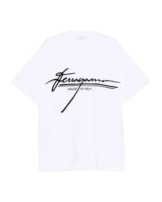 Ferragamo White T-Shirt With Logo