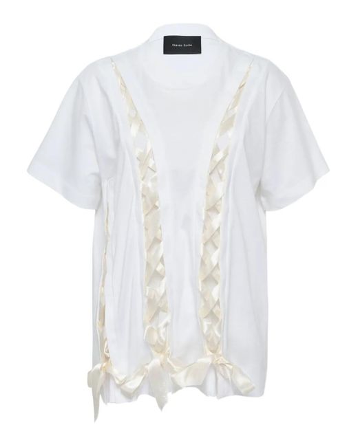 Simone Rocha White Unraveling Ribbon T-Shirt