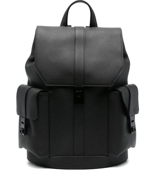 Ferragamo Black Drawstring-Fastening Leather Backpack for men
