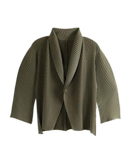 Issey Miyake Green Soft Fold Pleated Jacket