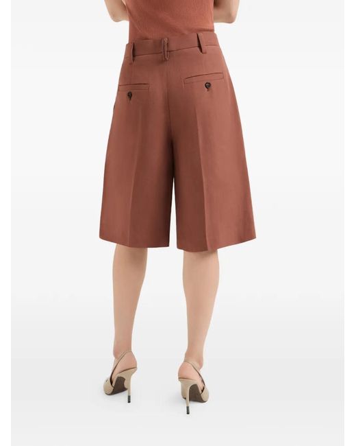 Brunello Cucinelli Red Monili-Detail Concealed-Fastening Shorts