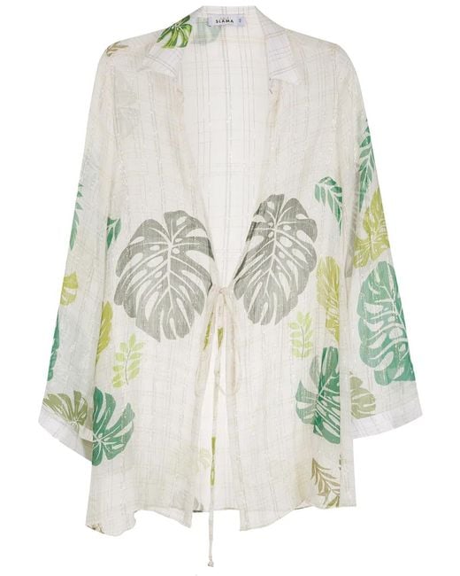 Amir Slama Multicolor Palm Leaf Print Beach Shirt