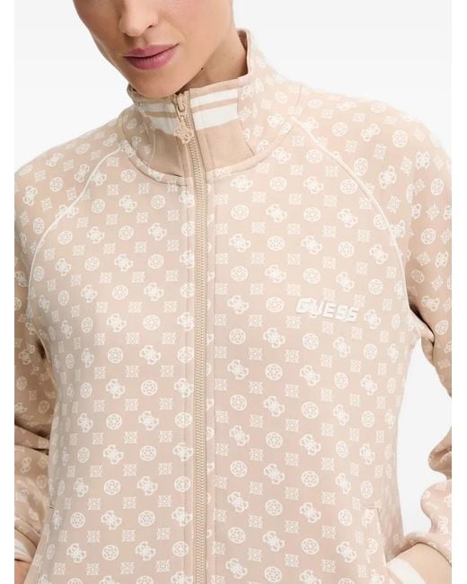 Guess Natural Zip-Up Patterned Sweatshirt