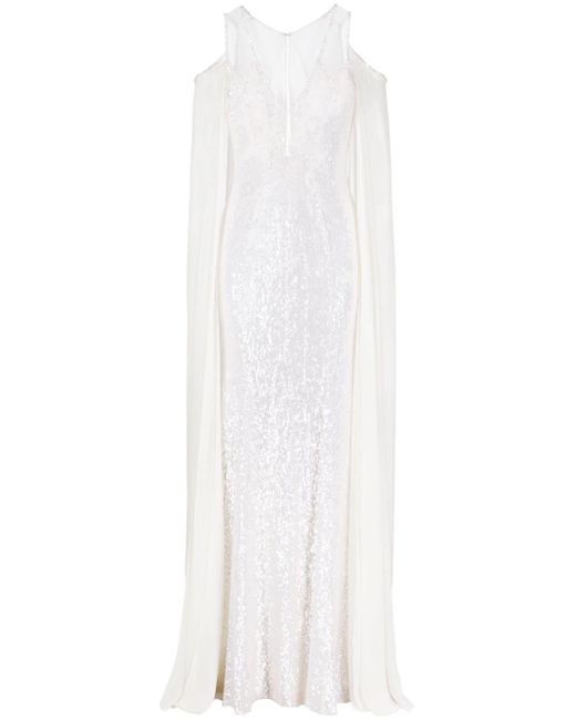 Robe Maria à ornements de sequins Jenny Packham en coloris White