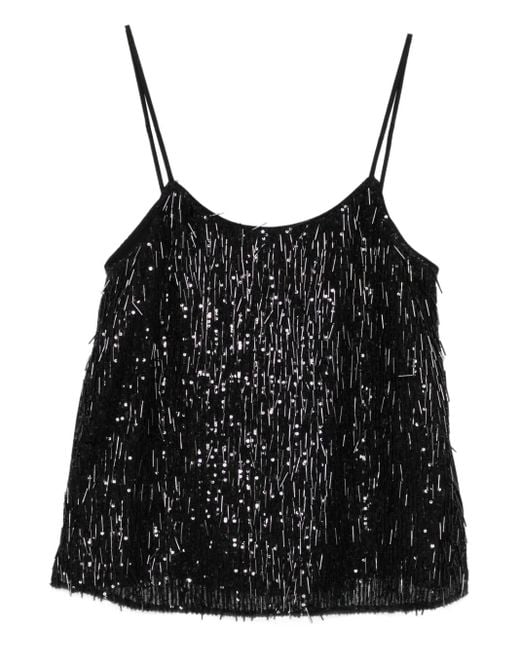 Twinset Black Paillettenoberteil mit Fransen