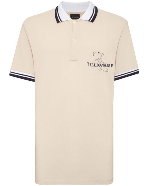 Billionaire Poloshirt Met Geborduurd Logo in het Natural voor heren