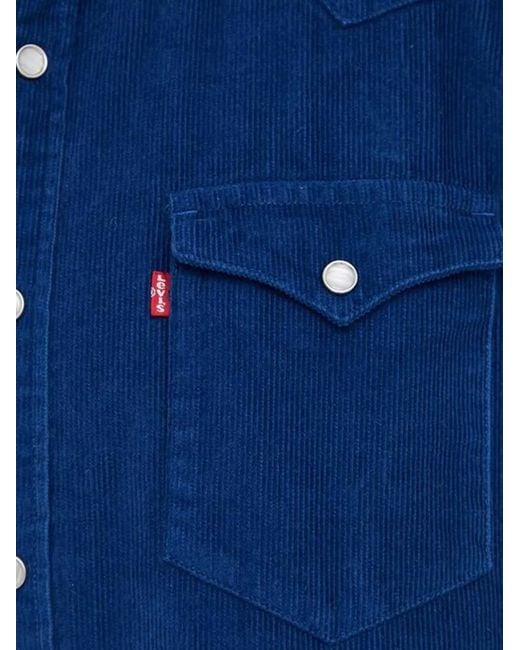 Levi's Blue Barstow Corduroy Buttoned Western Shirt for men
