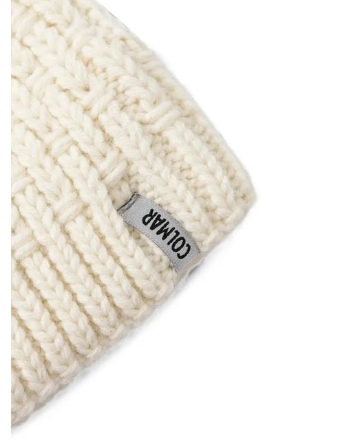 Colmar White Knitted Pom-Pom Beanie Hat