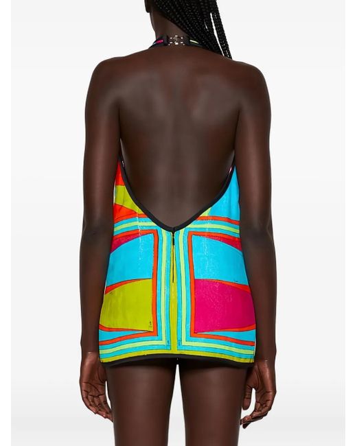 Emilio Pucci Red Printed Halterneck Mini Dress