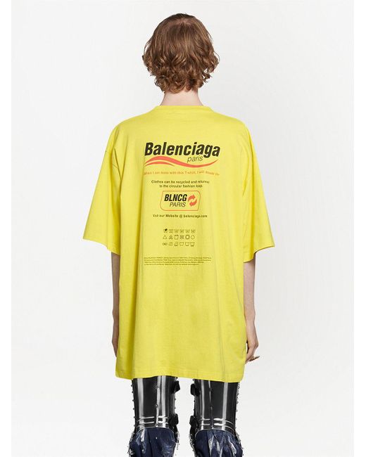 Balenciaga Logo-print Short-sleeve T-shirt in Yellow for Men | Lyst