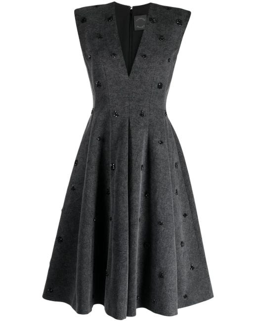Huishan Zhang Black Zooey Crystal-Embellished Denim Dress