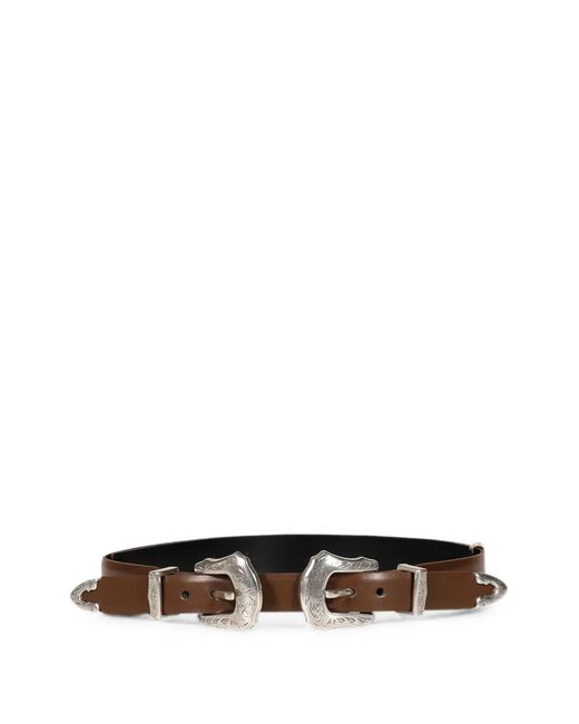 TOGA TOO White Western-Style Double-Buckle Belt for men