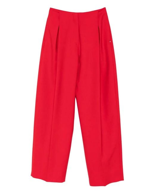 Sportmax Red Pleated-Front Trousers