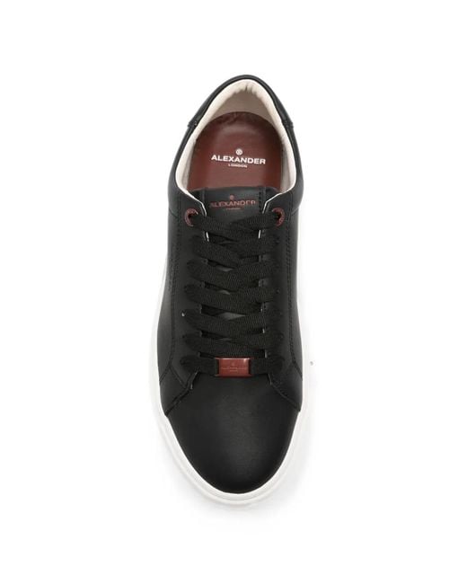 Alexander Smith Black London Logo-Embossed Leather Sneakers for men
