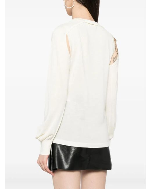 Helmut Lang White Cut-Out Layered Jumper