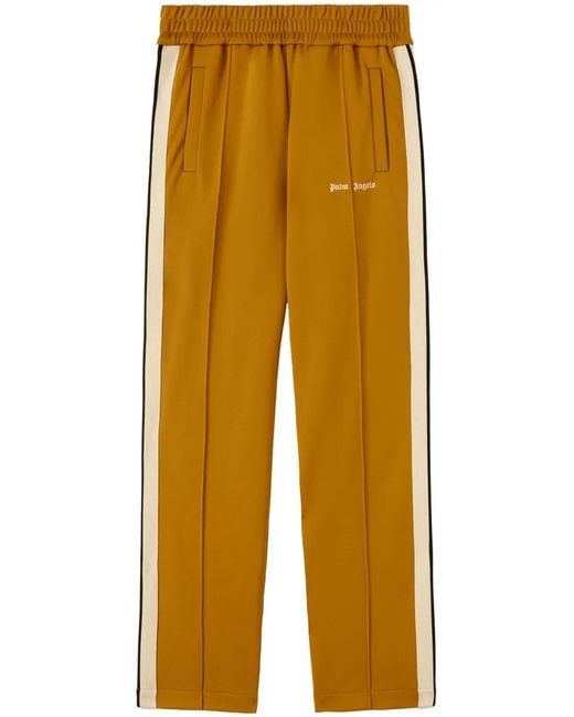 Palm Angels Yellow Side Logo Embroidered Sports Trousers for men