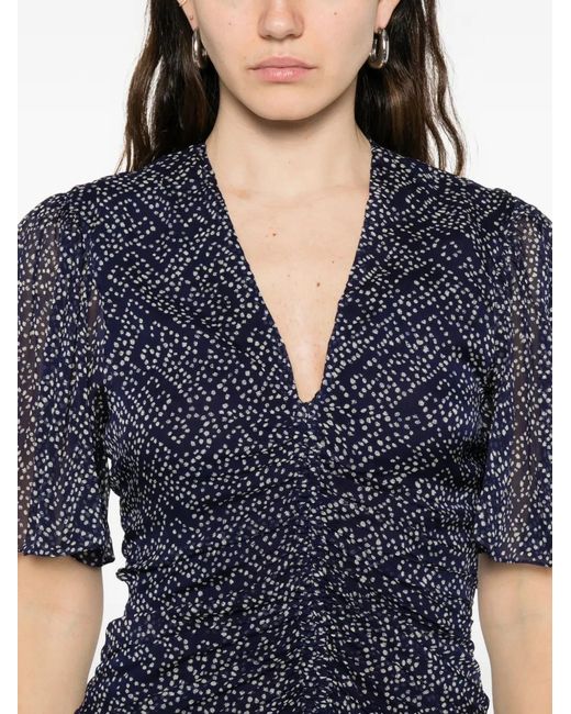 Isabel Marant Blue Vivienne Printed V-Neck Mini Dress