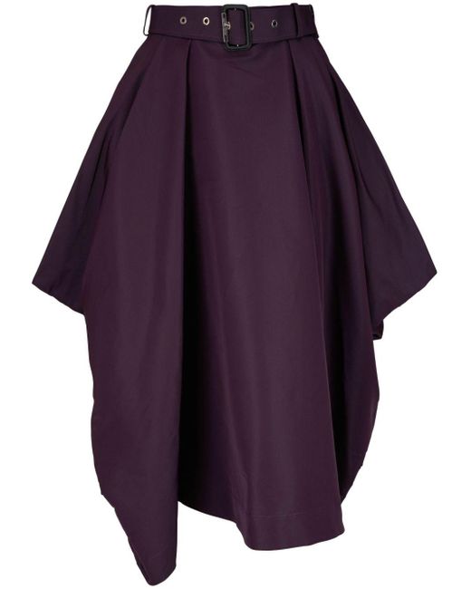 Jupe drapée à taille ceinturée Alexander McQueen en coloris Purple