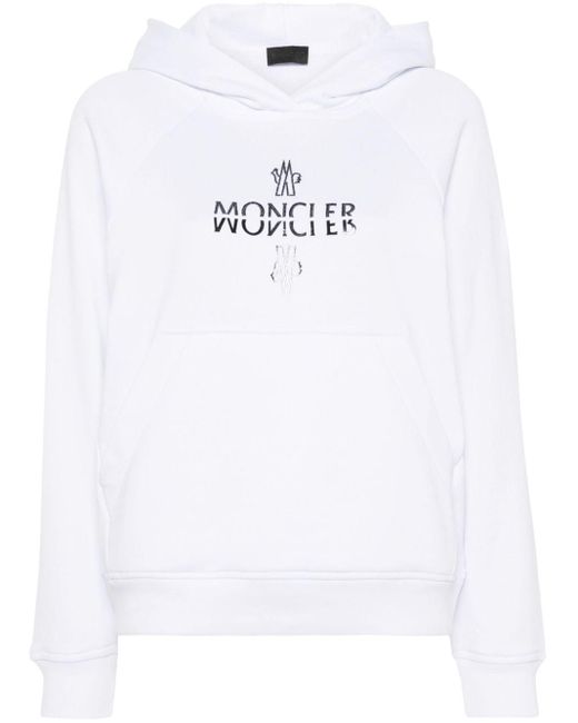 Moncler White Appliqué-logo Cotton Hoodie