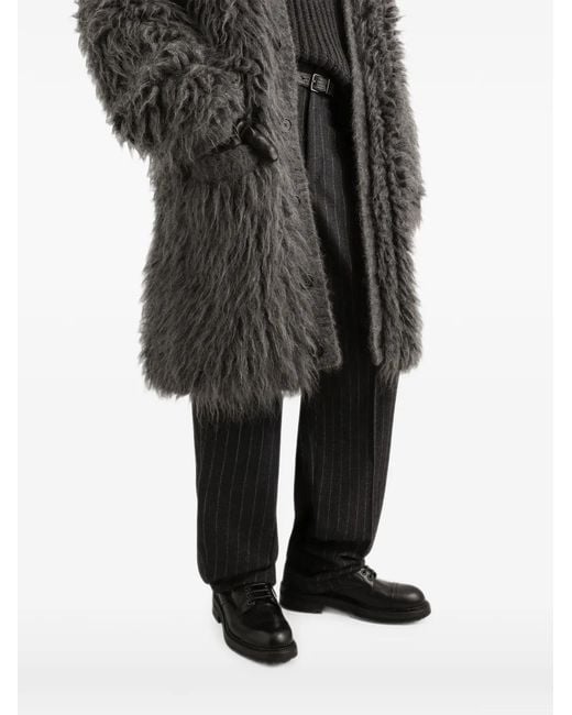 Dolce & Gabbana Gray Fur-Effect Mohair Cardigan for men