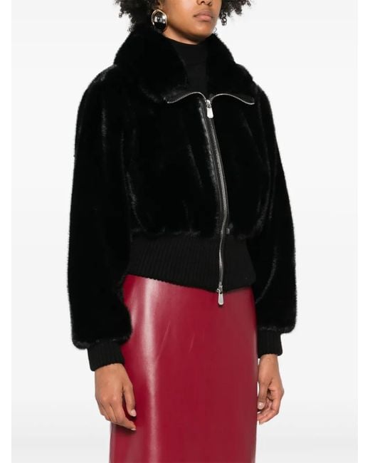 Pinko Black Ribbed Hem Zip Jacket