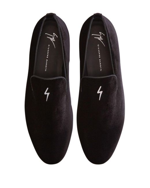 Giuseppe Zanotti Black G-flash Velvet Loafers for men