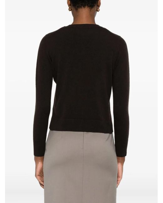 Alpha Studio Black Buttoned Round-Neck Cardigan