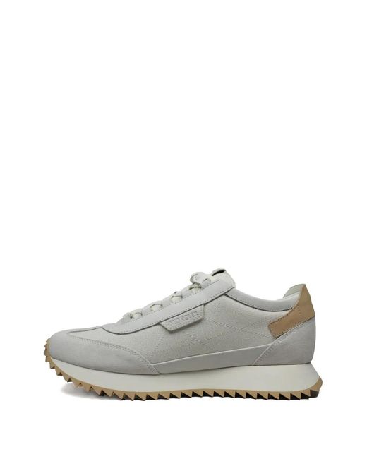 Moncler White Pacey 2 Logo Leather Sneakers for men