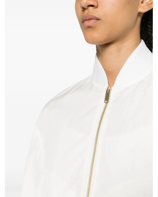 Fabiana Filippi White Cropped Bomber Jacket