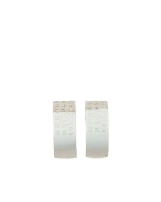 MM6 by Maison Margiela White Numbers-Motif Earrings