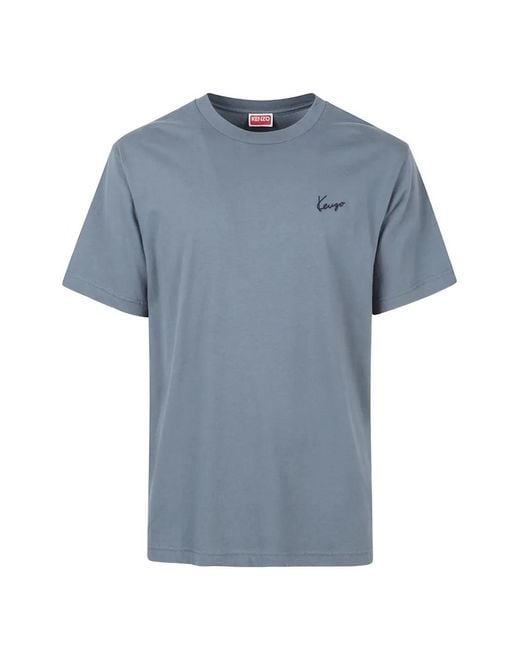 KENZO Blue Signature Round-Neck T-Shirt for men