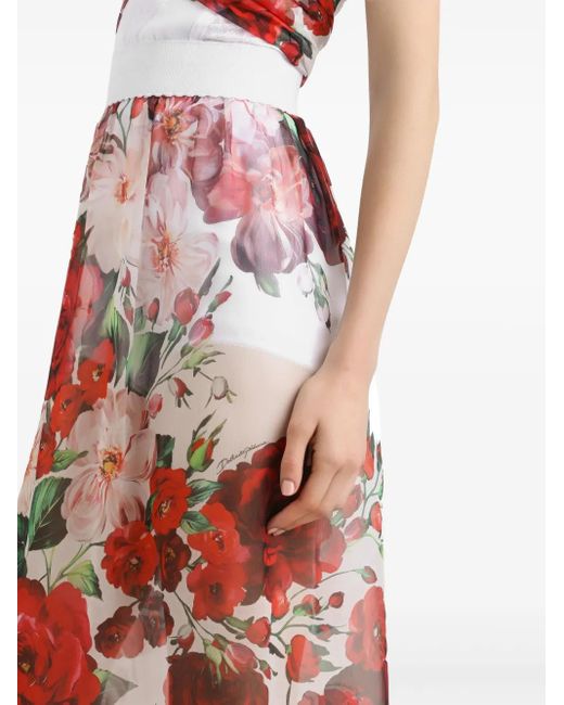 Dolce & Gabbana Red Midi Skirt