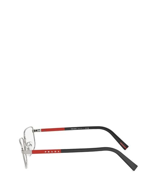 Prada Linea Rossa White Rectangle-Frame Glasses for men