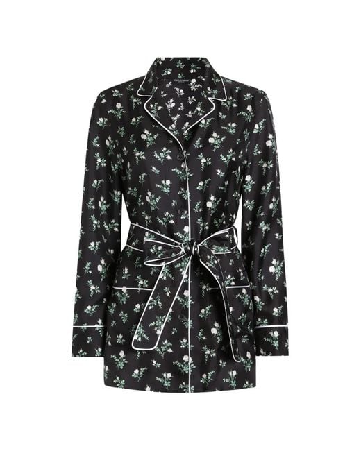 Dolce & Gabbana Black Roses And Lilies Of The Valley-Print Twill Shirt